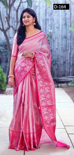 Amazing pink color soft silk saree with blouse - Joshindia