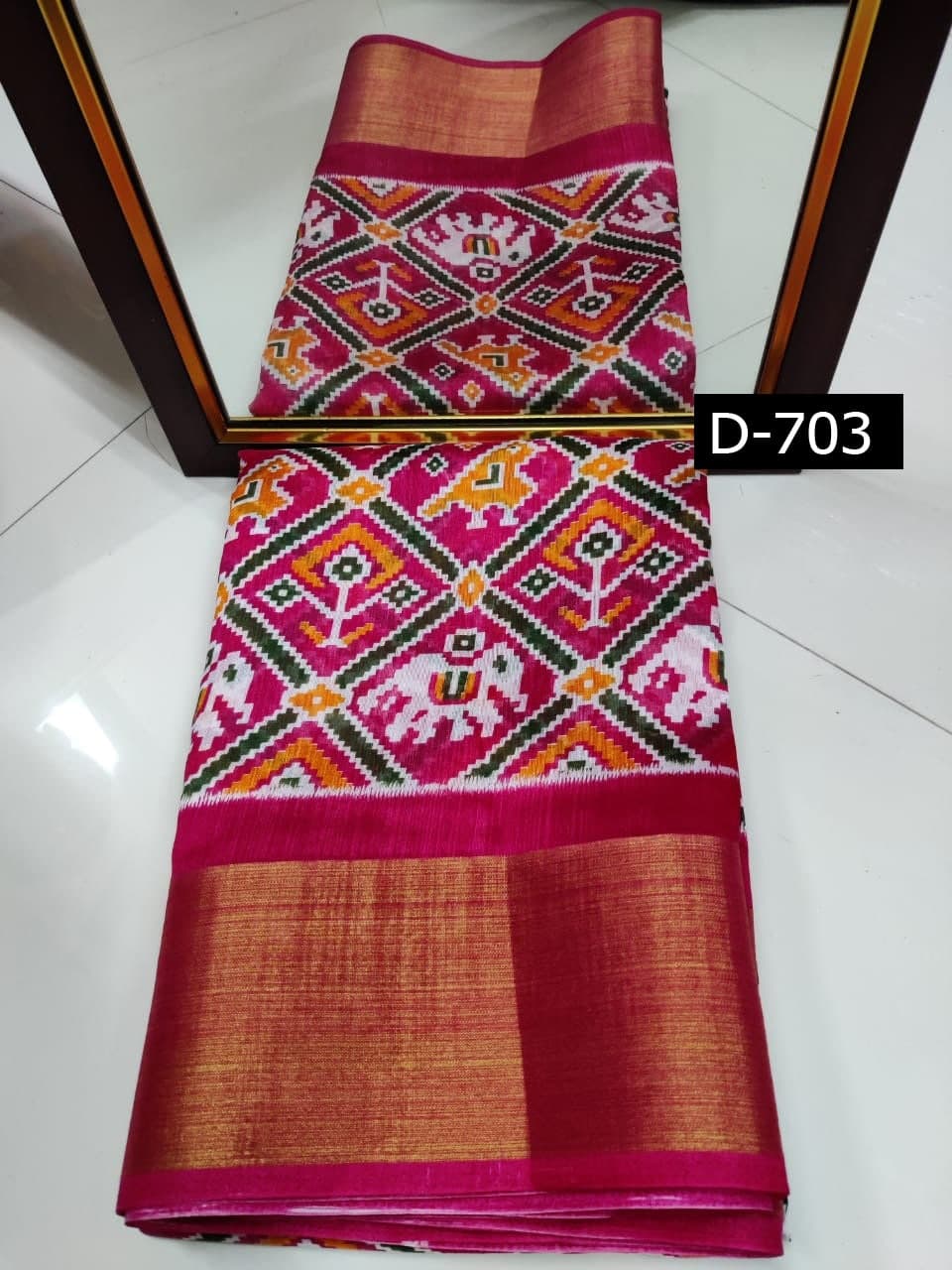 designer double ikkat pure pattu Sarees online - Joshindia