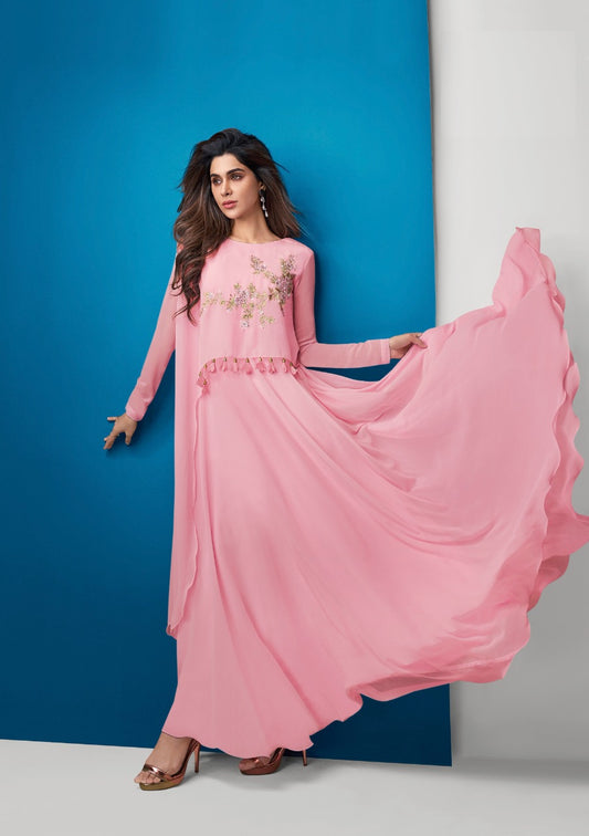 Pink color trendy designer gown at best price