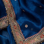 Blue color beautiful designer saree for wedding reception and party - Joshindia
