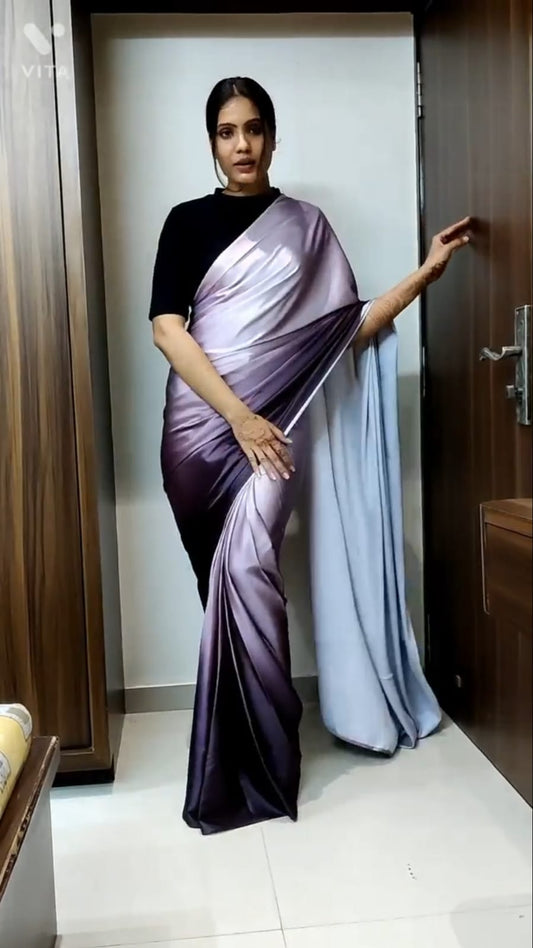 Trending purple shade ready to wear saree buy now