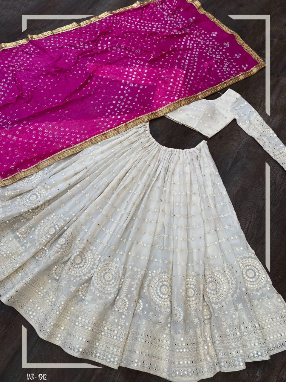Beautiful white color lucknowi style lehenga choli - Joshindia