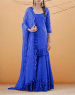 Trending white color georgette sharara suit for best looks - Joshindia