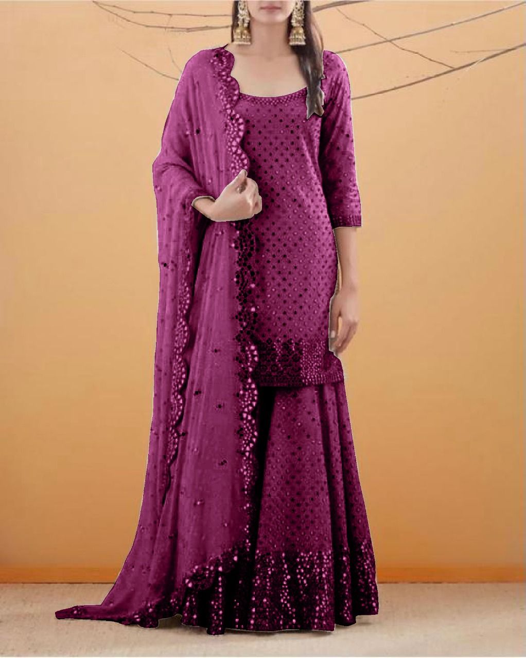 Trending white color georgette sharara suit for best looks - Joshindia