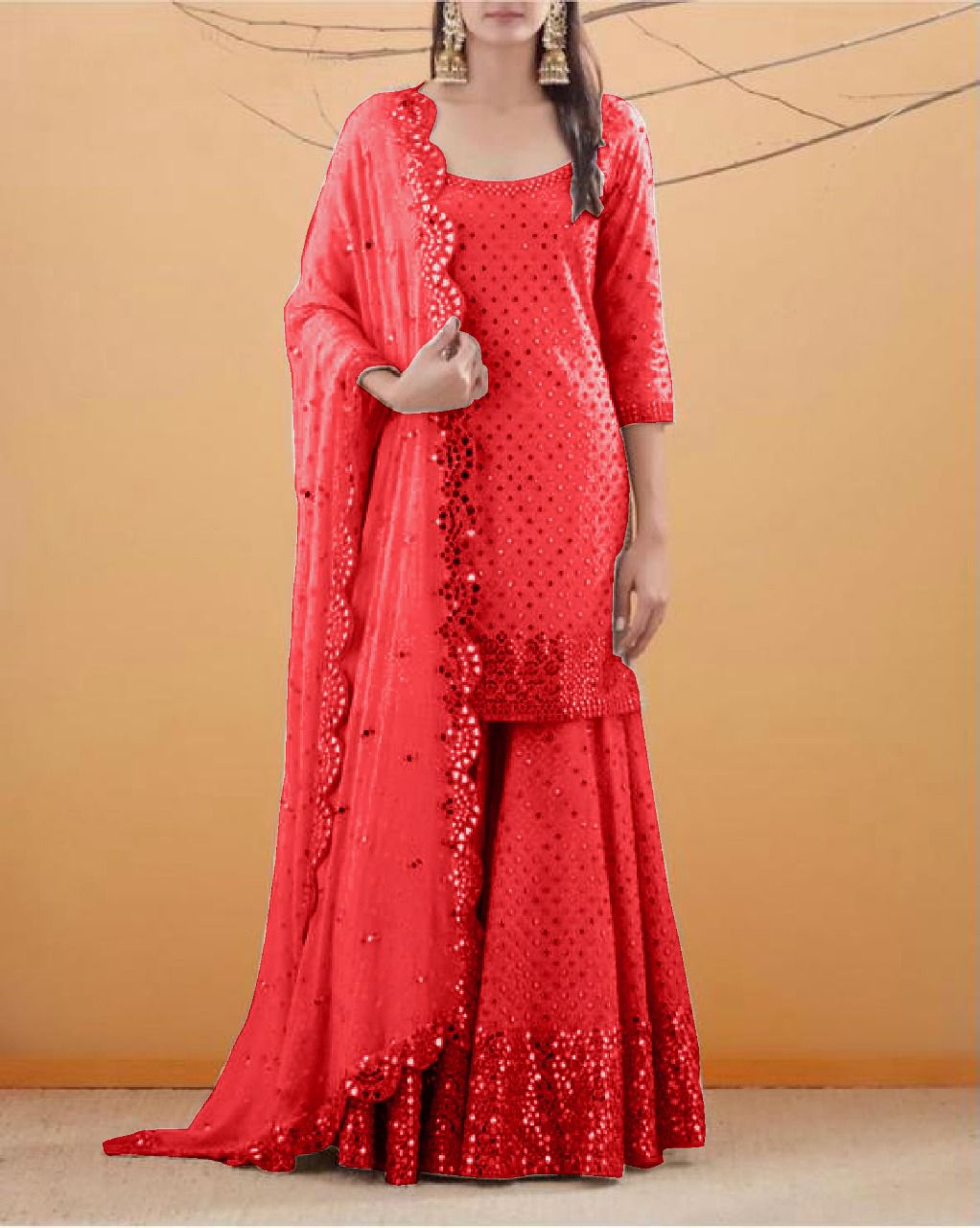 Trending white color georgette sharara suit for best looks - Joshindia