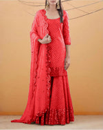 Trending white color georgette sharara suit for best looks - Joshindia