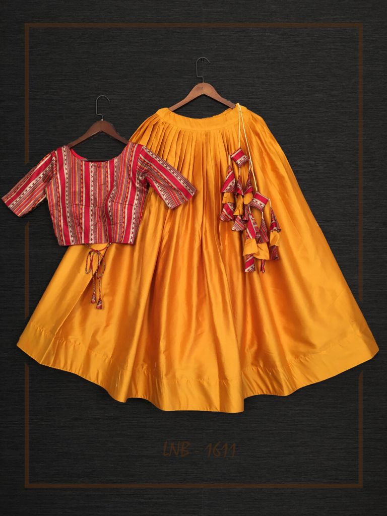Yellow color cotton lehenga choli for partywear at best rate - Joshindia