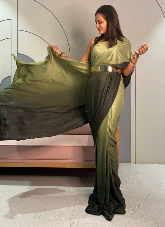 Green color ready to wear saree at best price buy now