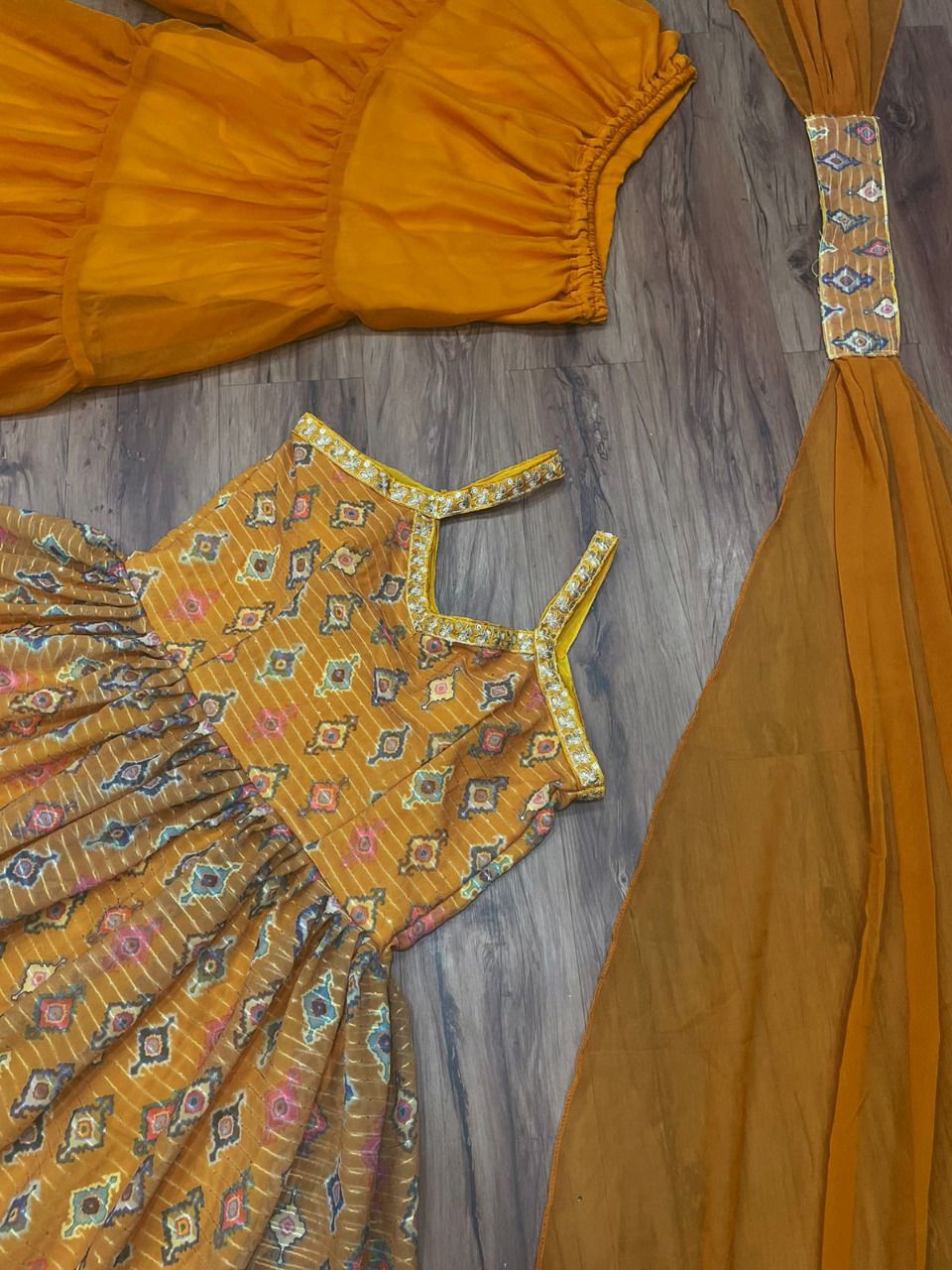 Orange color fancy sharara-suit buy now - Joshindia