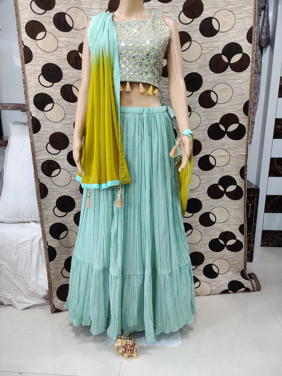 SKY BLUE RUFFLE LEHENGA CHOLI BUY NOW - Joshindia