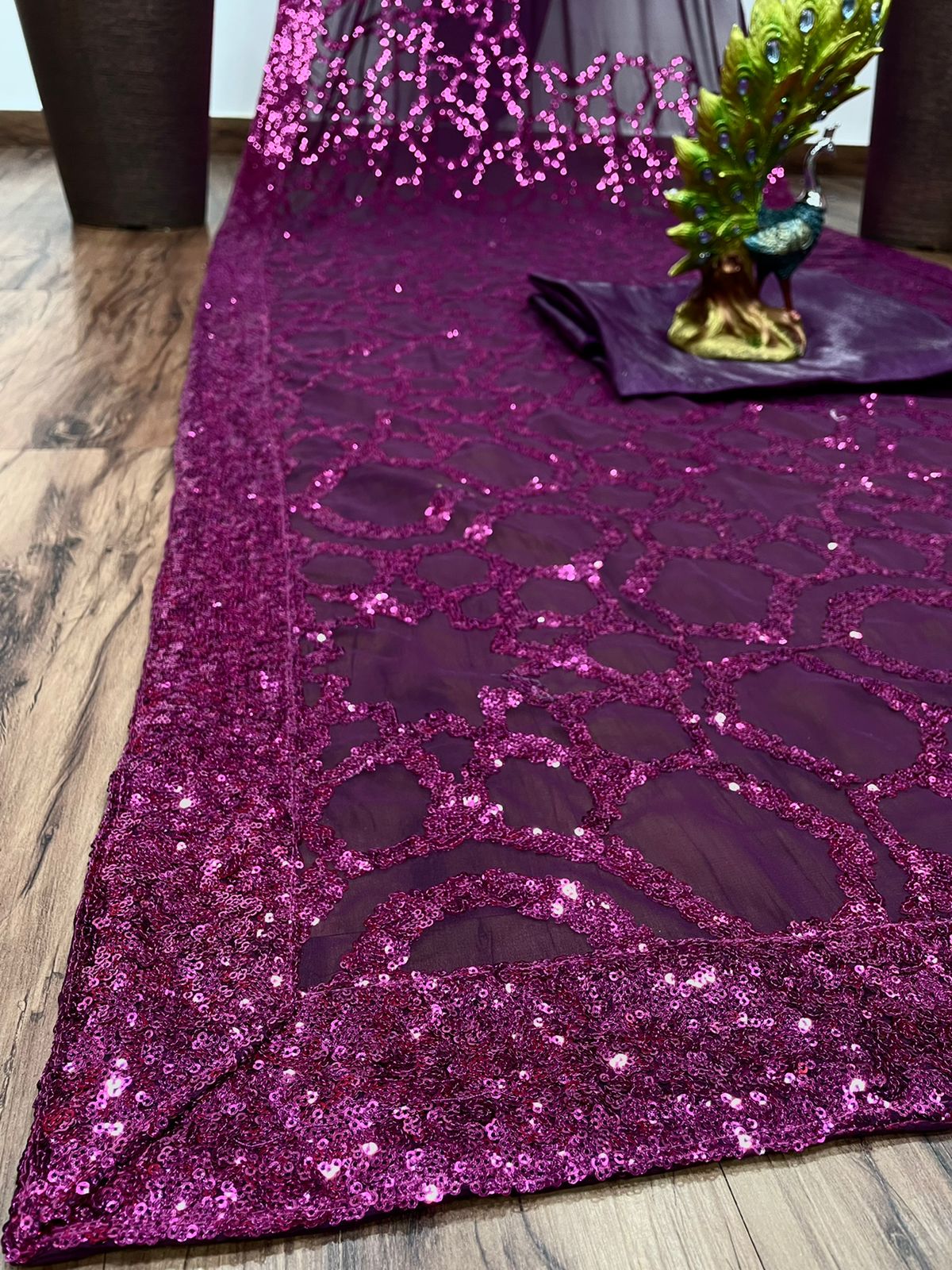 Beautiful Purple color sequence saree for partywear look - Joshindia