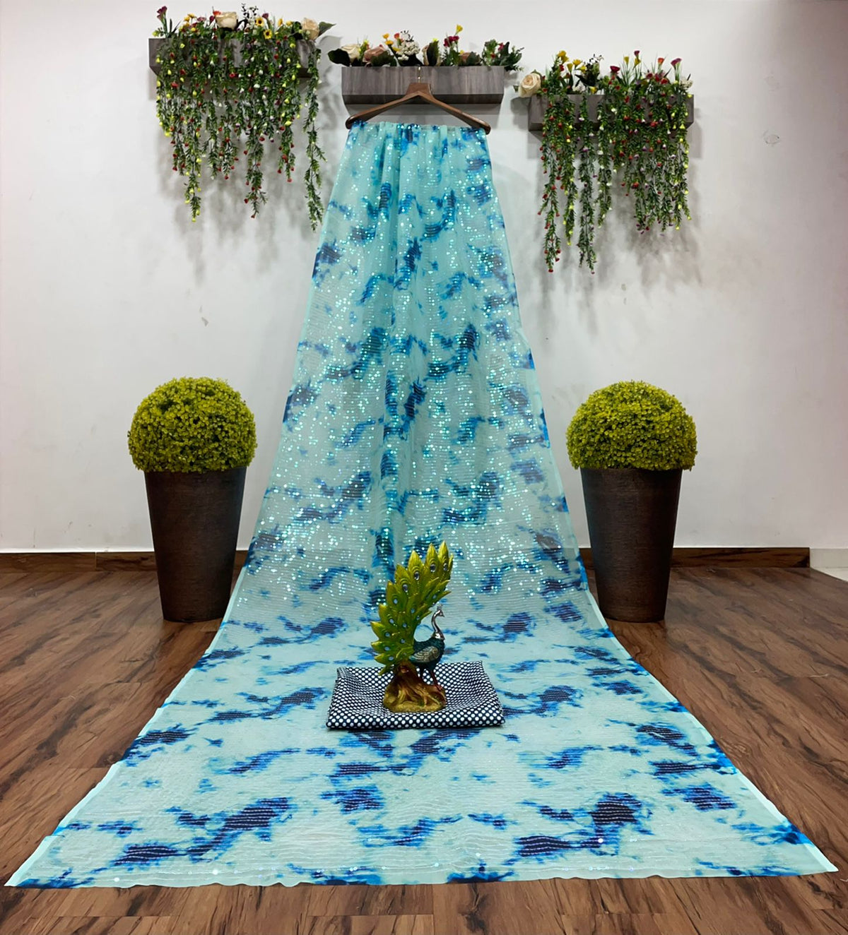 Heavy blue color sequins Work Saree buy now - Joshindia