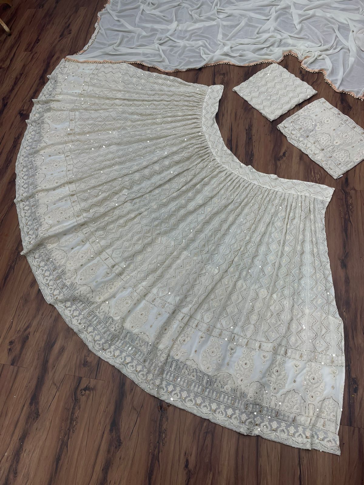 White color designer lehenga choli for amazing looks - Joshindia