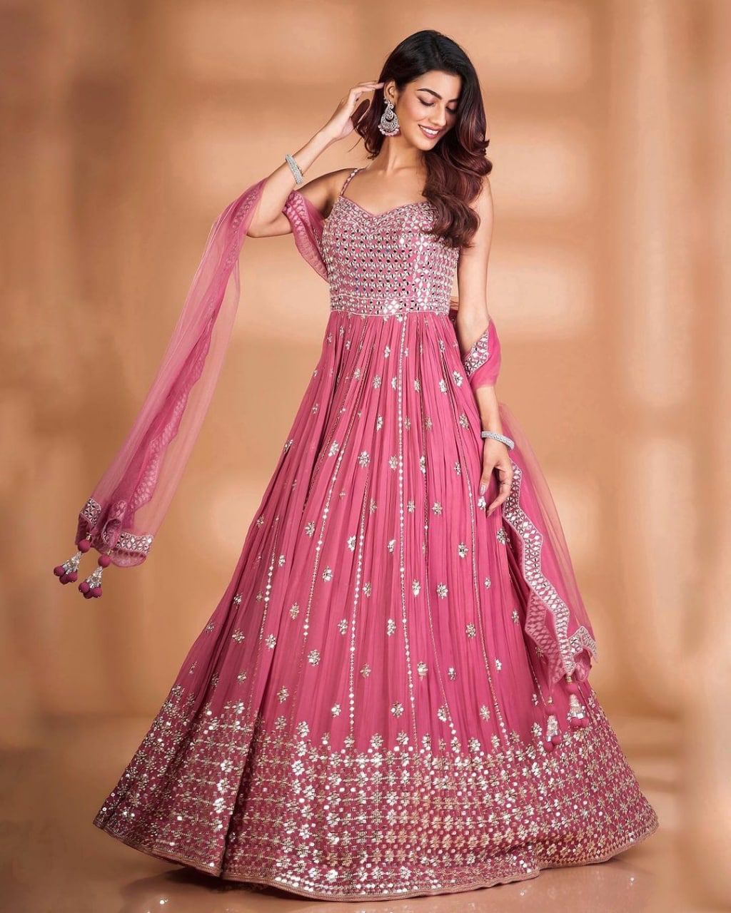 Pink color fancy designer gown for wedding functions - Joshindia