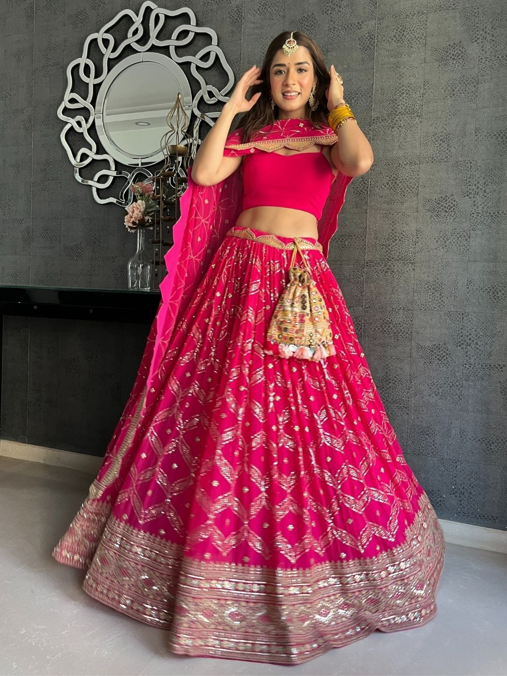 Latest pink colordesigner lehenga choli at affordable price - Joshindia