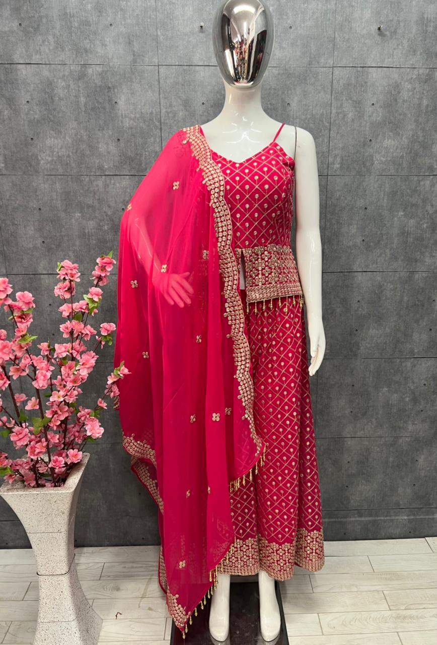 Beautiful dark pink peplum style designer outfits buy now - Joshindia