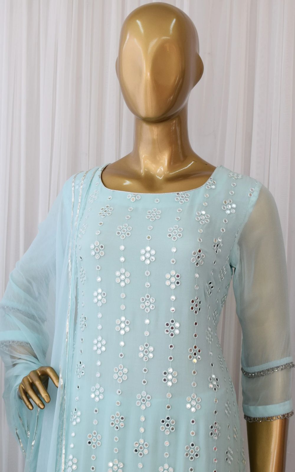 Beautiful sky blue color kurta set for daily wear buy now - Joshindia