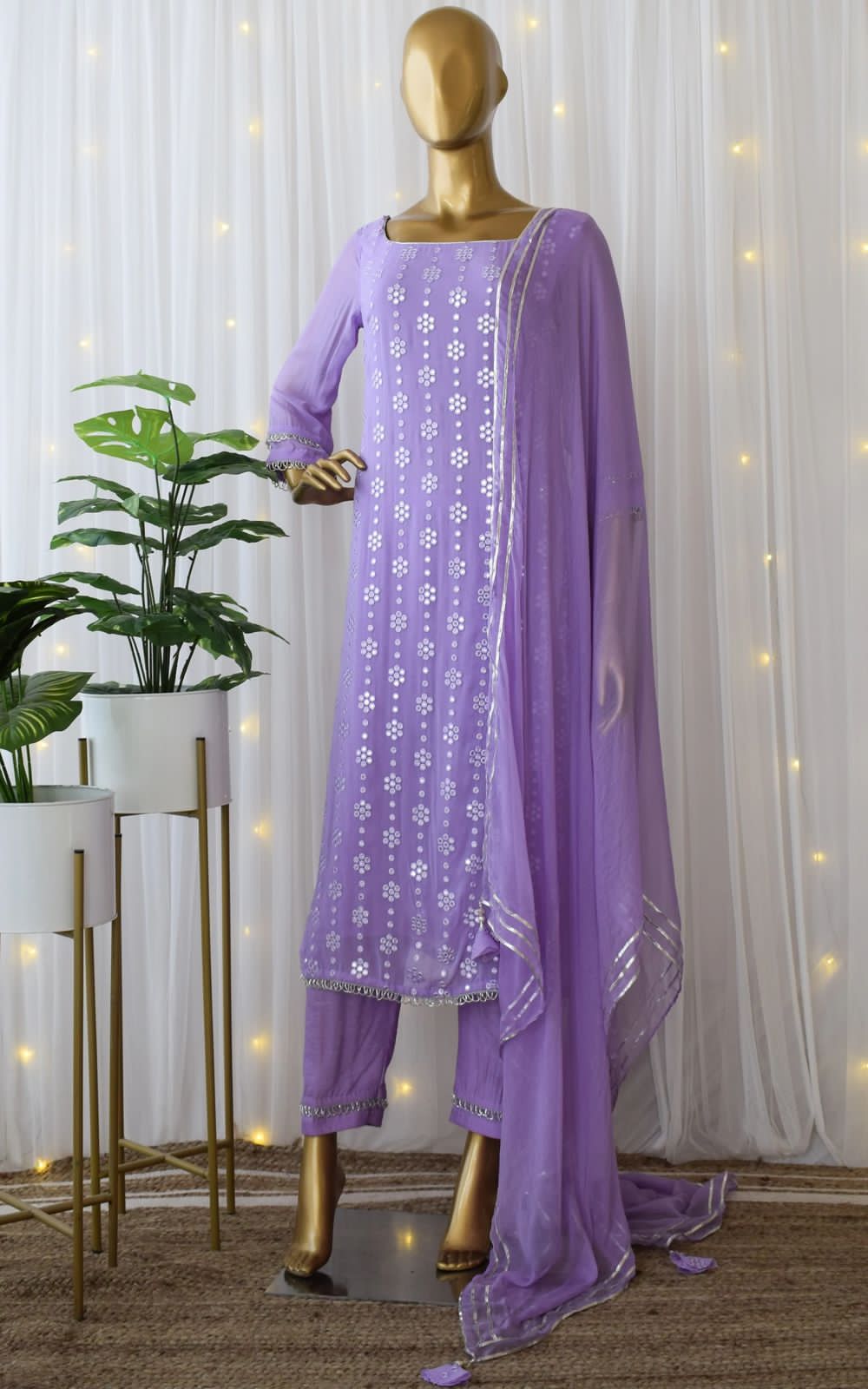 Lilac color latest designer kurta set buy online - Joshindia