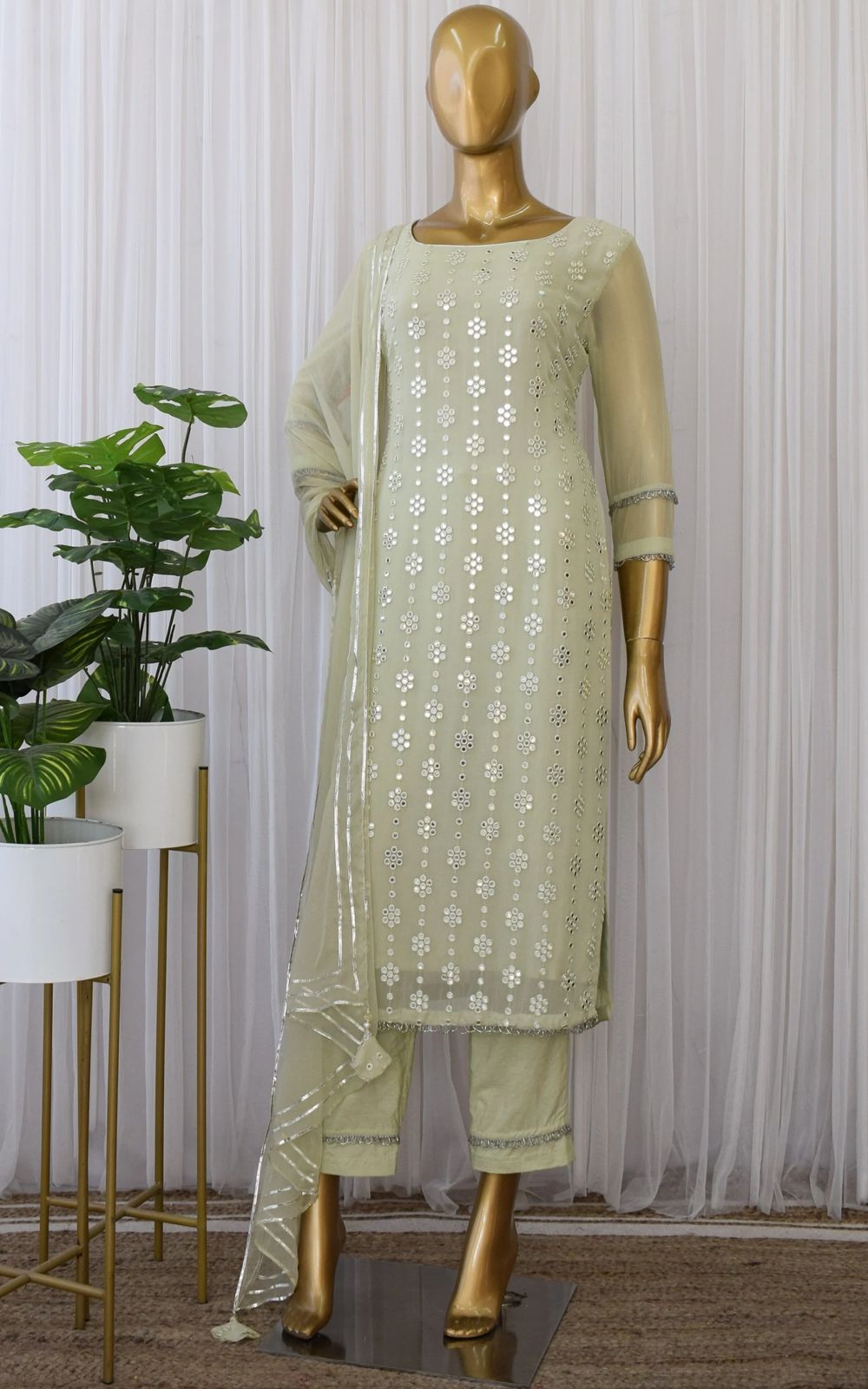 Trendy yellow color Lucknowi style kurta set at best price buy now - Joshindia