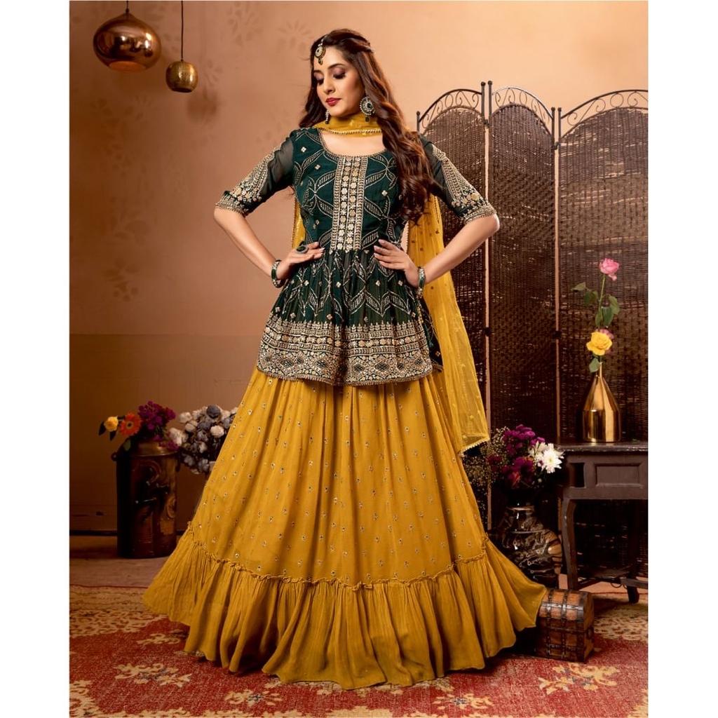 Trending designer outfit for haldi and mehndi ceremony - Joshindia