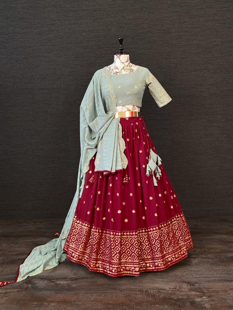 red color designer lehenga choli - Joshindia