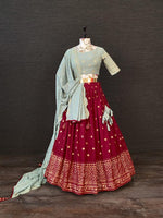 red color designer lehenga choli - Joshindia