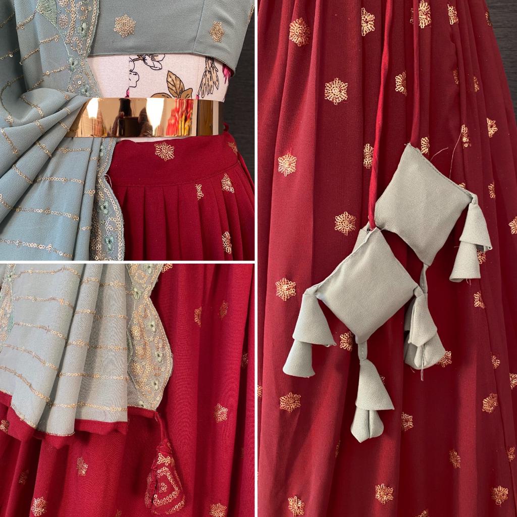 red color designer lehenga choli - Joshindia