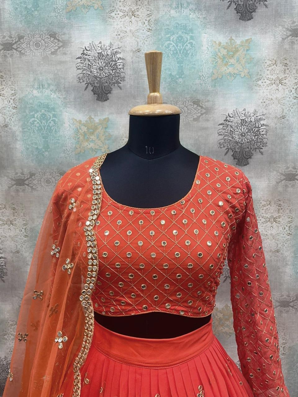 Buy Orange Lehenga Choli Online in India - Joshindia