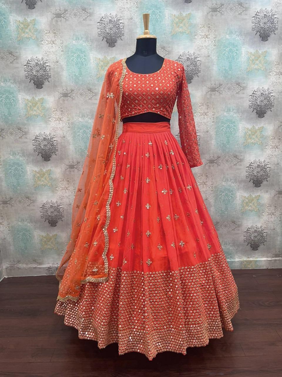 Buy Orange Lehenga Choli Online in India - Joshindia