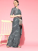 Trendy Grey color designer saree at affordable rate - Joshindia