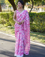 Trendy Pink color designer saree at affordable rate - Joshindia