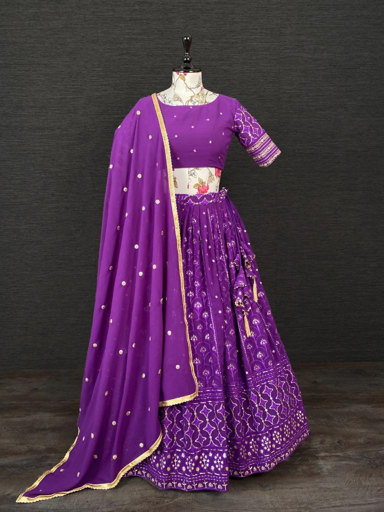 Beautiful Purple color designer Lehenga online in India - Joshindia