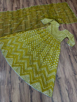 Beautiful Green color mirror work cotton gown for wedding - Joshindia