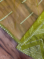 Beautiful Green color mirror work cotton gown for wedding - Joshindia
