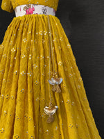 Beautiful yellow mirror work lehenga choli - Joshindia