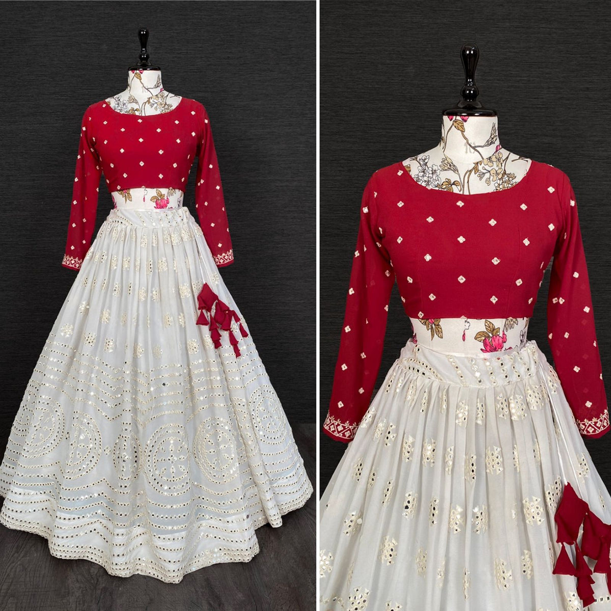 Stylish White Color Mirror Work Lehenga Choli For Rich Look - Joshindia