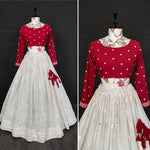 Stylish White Color Mirror Work Lehenga Choli For Rich Look - Joshindia