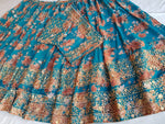 Teal blue floral lehenga - Joshindia