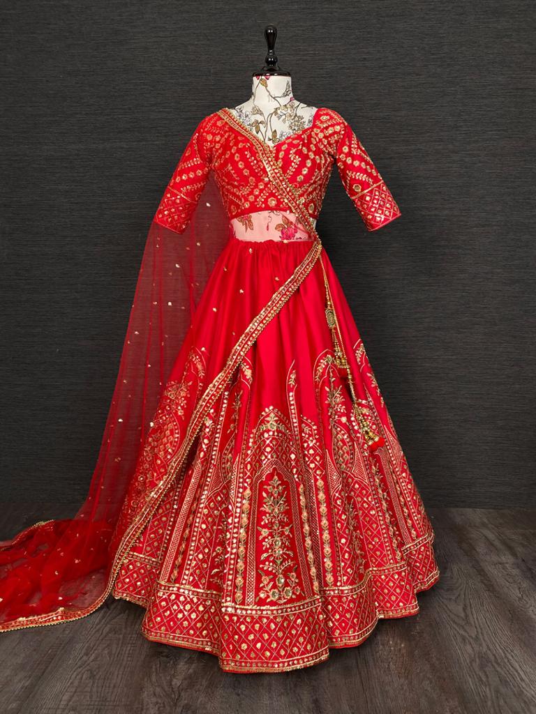 Latest red color designer lehenga choli for wedding buy now - Joshindia