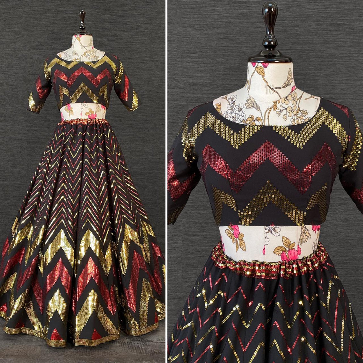 Black Designer lehenga buy online - Joshindia