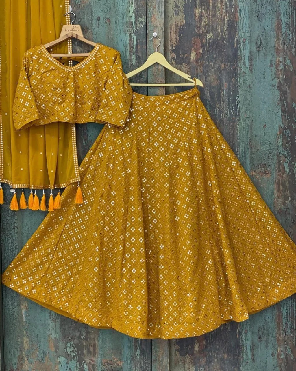 Trending Yellow Color Mirror Work Lehenga Choli At Affordable Price - Joshindia