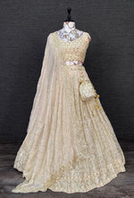 Cream color designer sequins lehenga choli - Joshindia