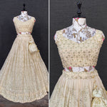 Cream color designer sequins lehenga choli - Joshindia