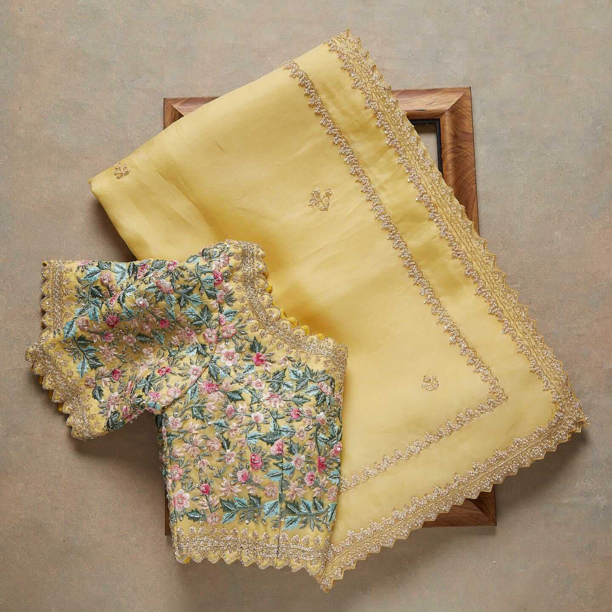 Yellow color designer saree for wedding function - Joshindia