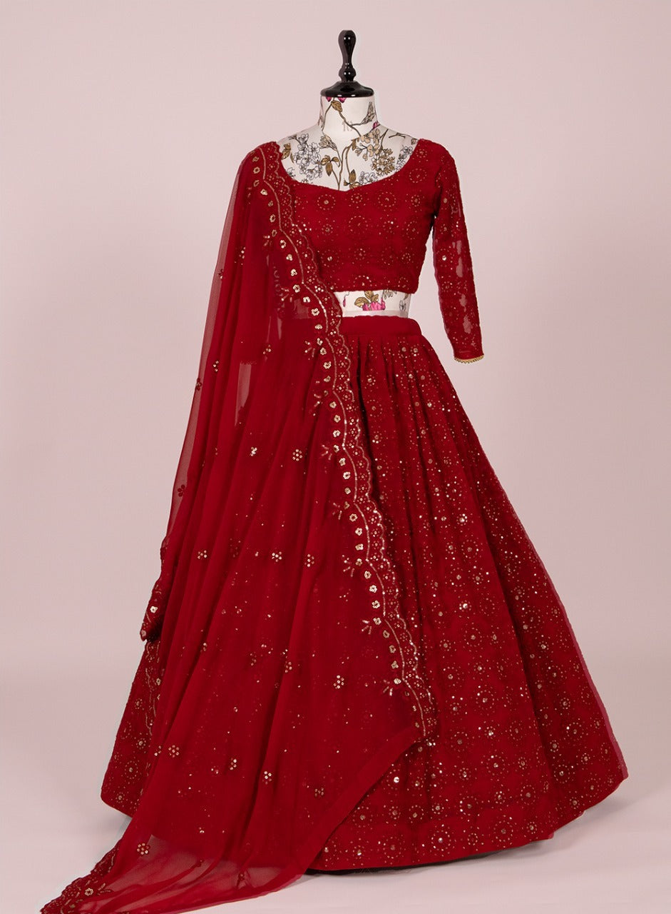 Trendy red color sequence lehenga choli buy now - Joshindia