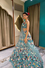 Buy Trending blue shade bollywood lehenga now - Joshindia