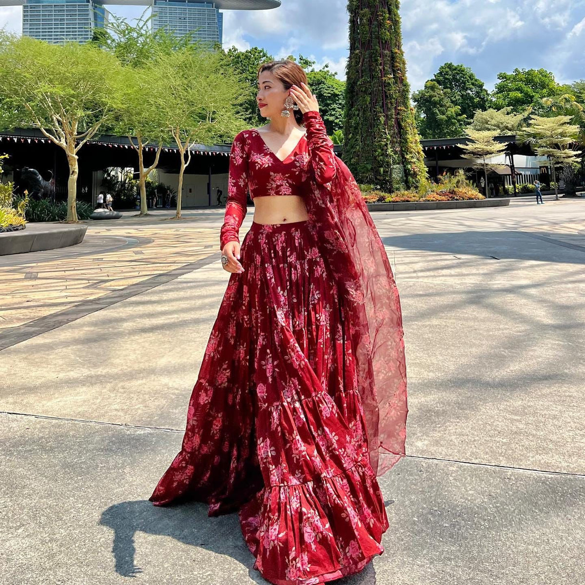 Buy Red Color Floral Lehenga online at Best Prices in India - Joshindia