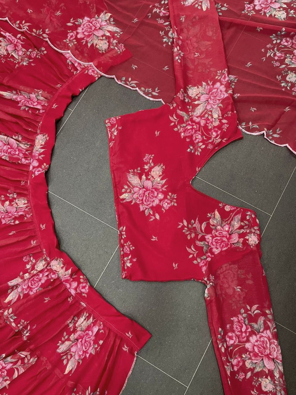 Buy Red Color Floral Lehenga online at Best Prices in India - Joshindia