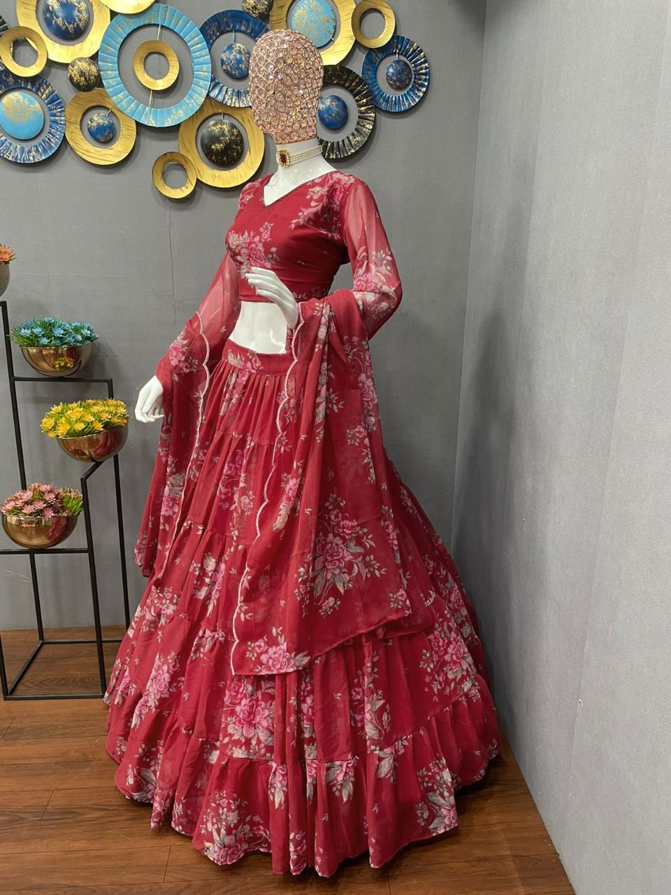 Buy Red Color Floral Lehenga online at Best Prices in India - Joshindia