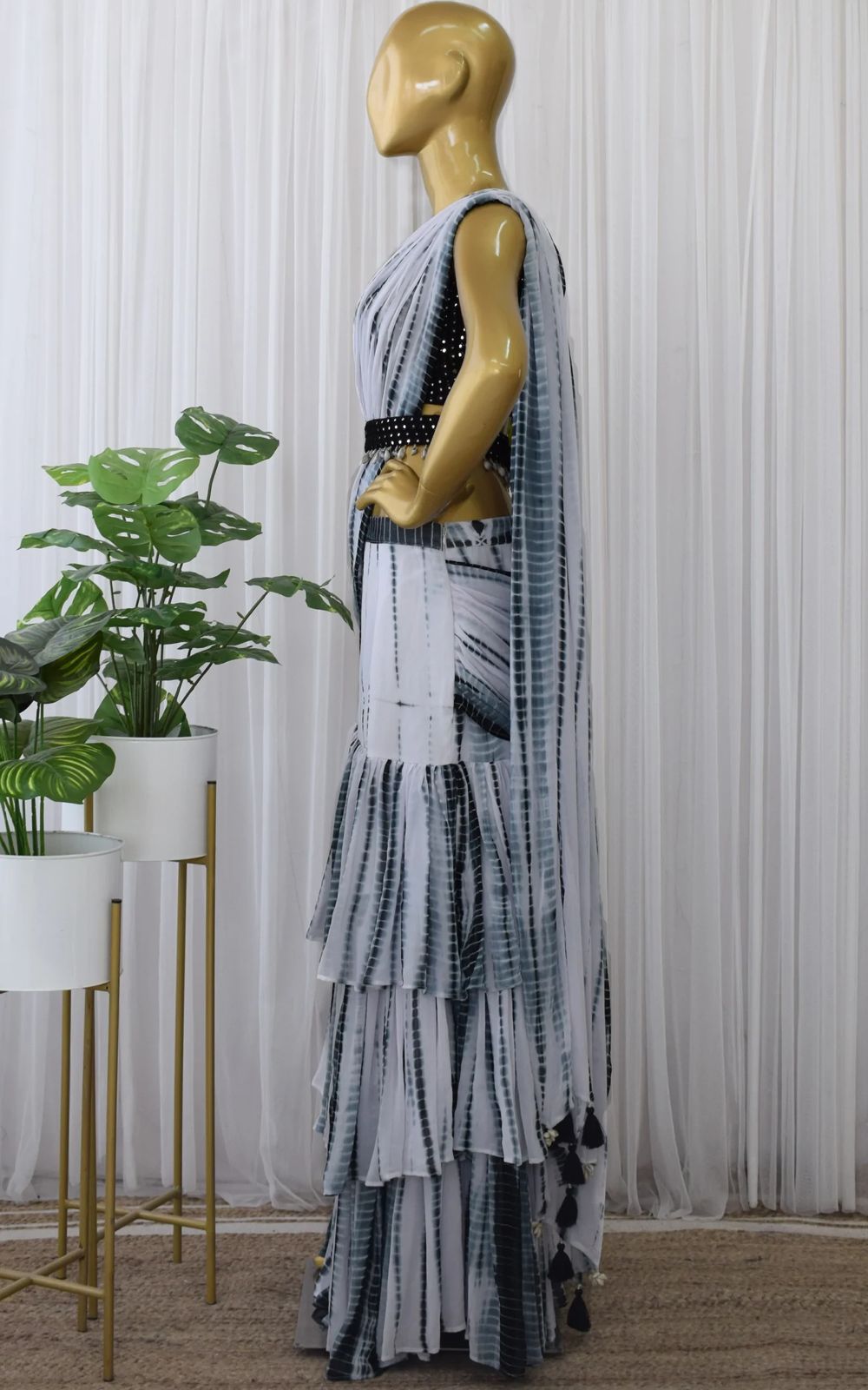 Black Ready to wear Saree - Joshindia